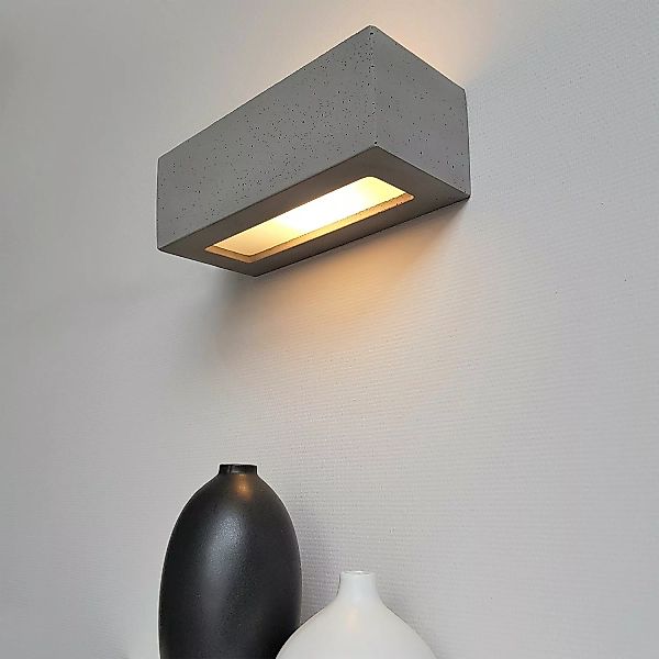 home24 Spot Light LED-Wandleuchte Block II Glühlampe Modern Grau Keramik/Gl günstig online kaufen