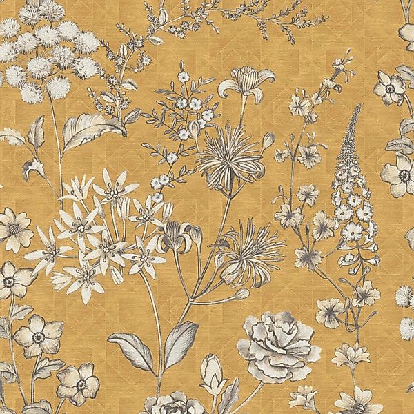 Bricoflor Landhaus Tapete Gelb mit Blumen Ideal für Wohnzimmer und Küche Vl günstig online kaufen