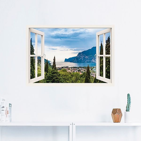 Artland Wandbild "Gardasee durchs weiße Fenster", Seebilder, (1 St.), als A günstig online kaufen