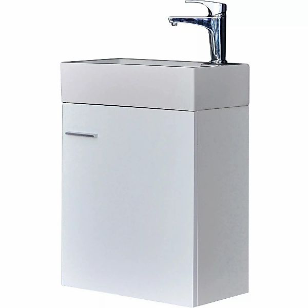 Sanicomfort Einzelwaschtisch 45 cm Weiß Hochglanz Ohne Softclose günstig online kaufen