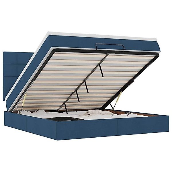vidaXL Bett, Ottoman-Bett mit Matratze & LEDs Blau 180x200 cm Stoff günstig online kaufen