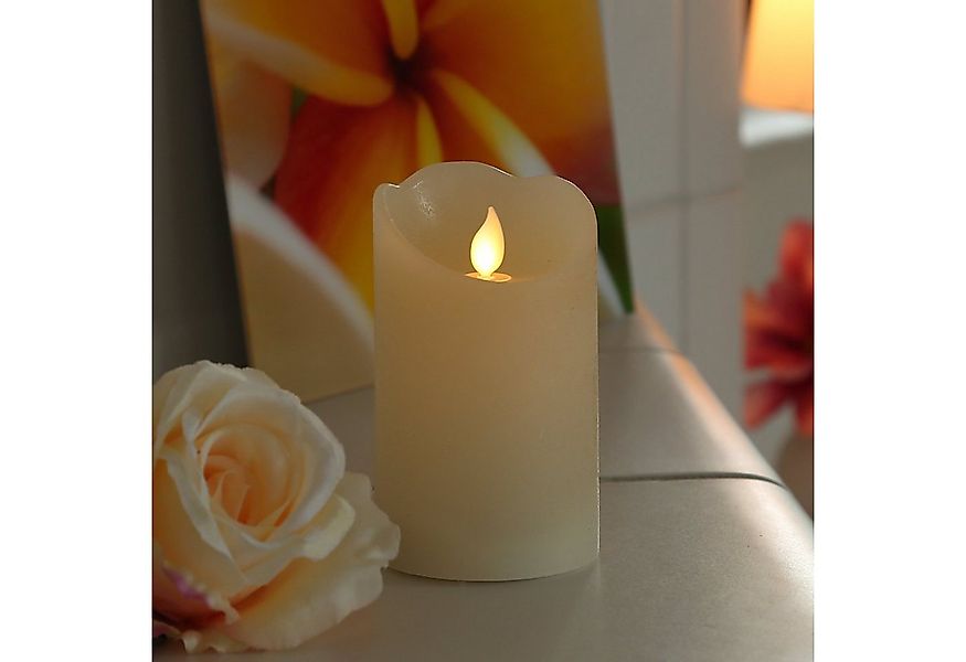 MARELIDA LED-Kerze mit beweglicher Flamme Echtwachs Rustik-Optik H: 12,5cm günstig online kaufen