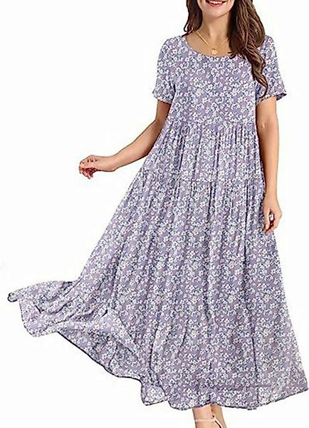 FIDDY Strandkleid Women's Casual Loose Summer Dress, Long Floral Dress günstig online kaufen