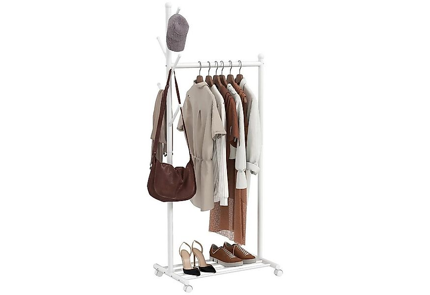 BlingBin Kleiderständer Garderobenständer mit Kleiderstange, 5 Haken und 4 günstig online kaufen