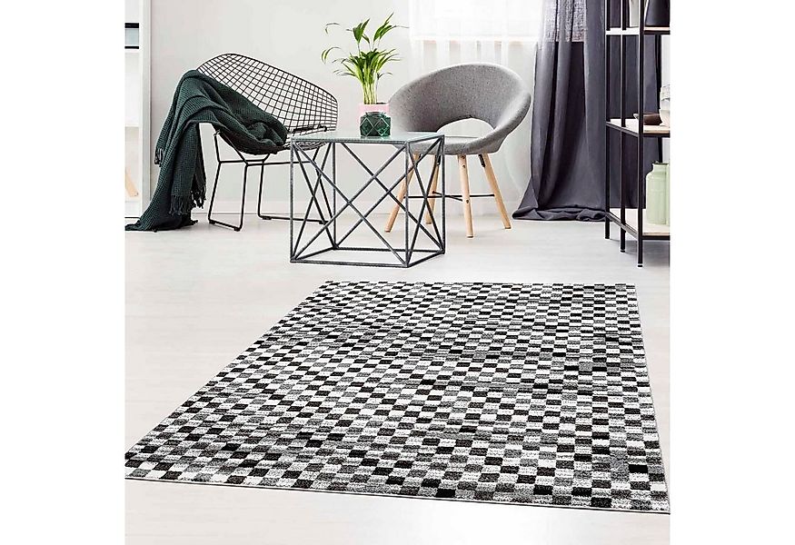 Carpet City Teppich Moda 1141, rechteckig, Höhe: 11 mm, Kurzflor, Karo, wei günstig online kaufen