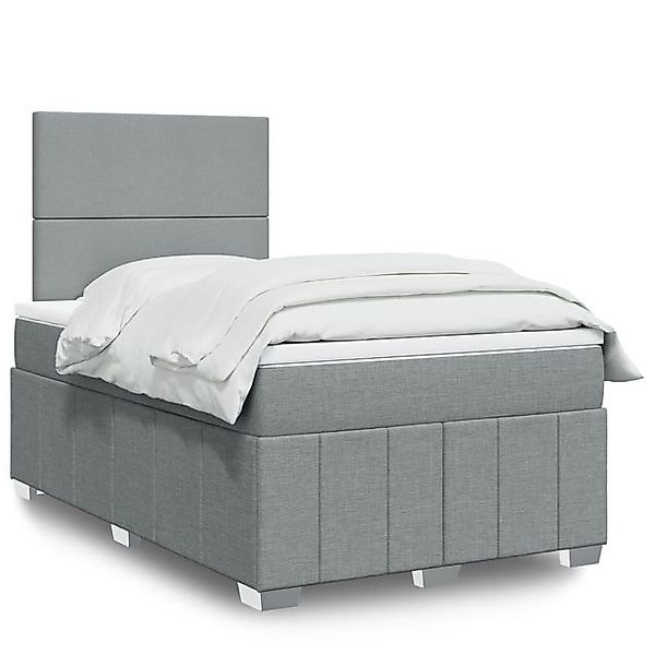 vidaXL Boxspringbett, Boxspringbett mit Matratze Hellgrau 120x190 cm Stoff günstig online kaufen