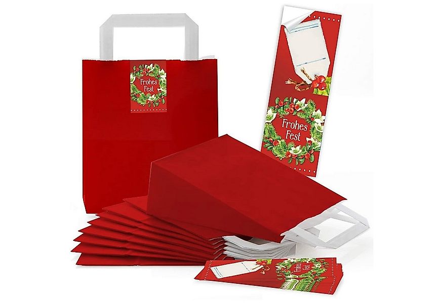 Logbuch-Verlag Dekofigur Rote weihnachtliche Papiertüten mit Henkel 18 x 8 günstig online kaufen