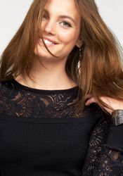 Melrose Rundhalspullover mit Spitze und Zierknöpfen günstig online kaufen