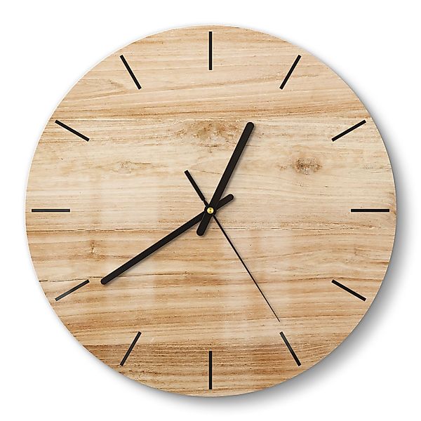 DEQORI Wanduhr 'Holzstruktur detailliert' (Glas Glasuhr günstig online kaufen