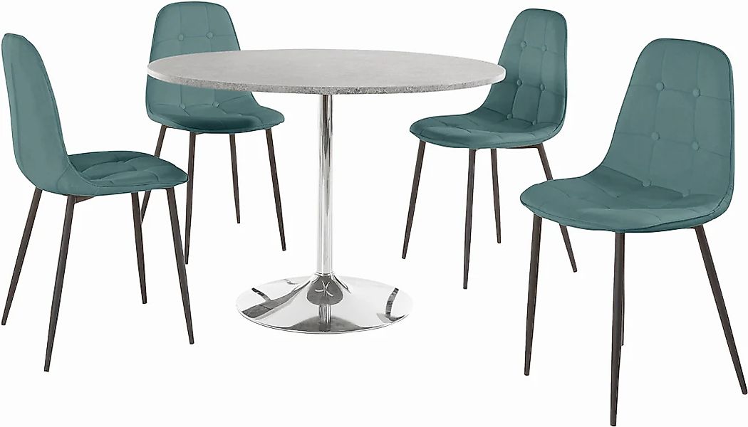 INOSIGN Essgruppe, (Set, 5 tlg.), mit rundem Tisch im Zement-Optik günstig online kaufen