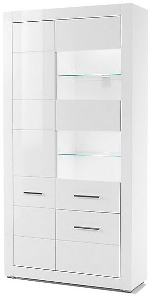 99rooms Vitrine Alberta Weiß Matt, Weiß Hochglanz (Glasvitrine, Standvitrin günstig online kaufen