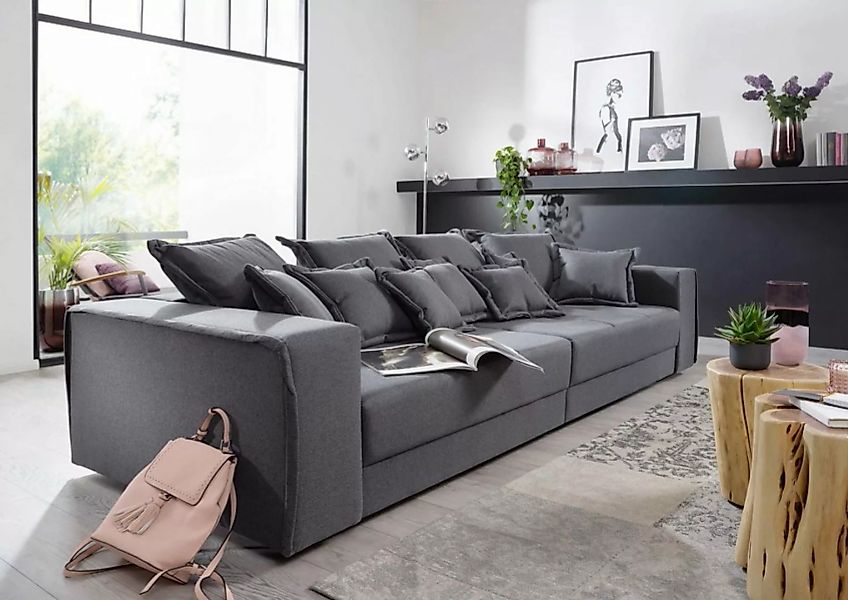 Massivmoebel24 Big-Sofa Bigsofa 289x110x87 dunkelgrau PESCARA #130 günstig online kaufen