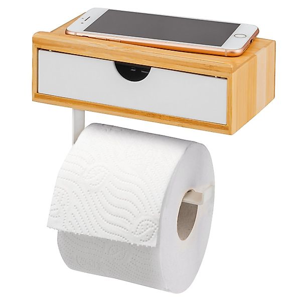 eluno Toilettenpapierhalter 3in1-Funktion, Feuchttücherbox, Ablage, Bambus/ günstig online kaufen