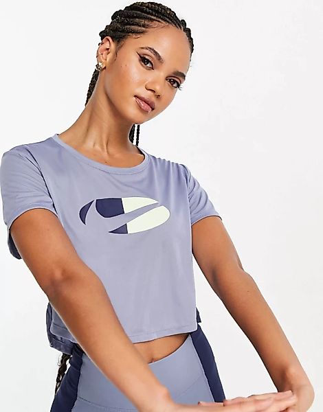 Nike Training – One Colourblock ‑ Kurzärmliges T-Shirt in Blau mit Logo günstig online kaufen
