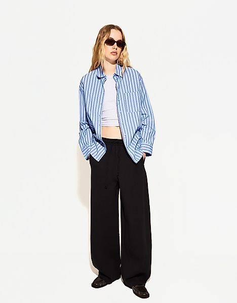 Bershka Oversize-Hemd Damen S Blau günstig online kaufen