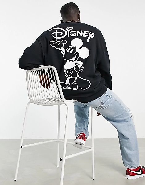 ASOS DESIGN – Oversize-Sweatshirt in Schwarz mit Disney Micky Maus-Print günstig online kaufen