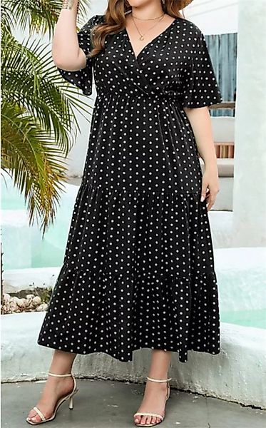 AFAZ New Trading UG Sommerrock lang Rüschen Kleid V-Ausschnitt Freizeitklei günstig online kaufen