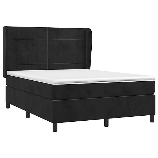 vidaXL Boxspringbett mit Matratze Schwarz 140x200 cm Samt 3129215 günstig online kaufen