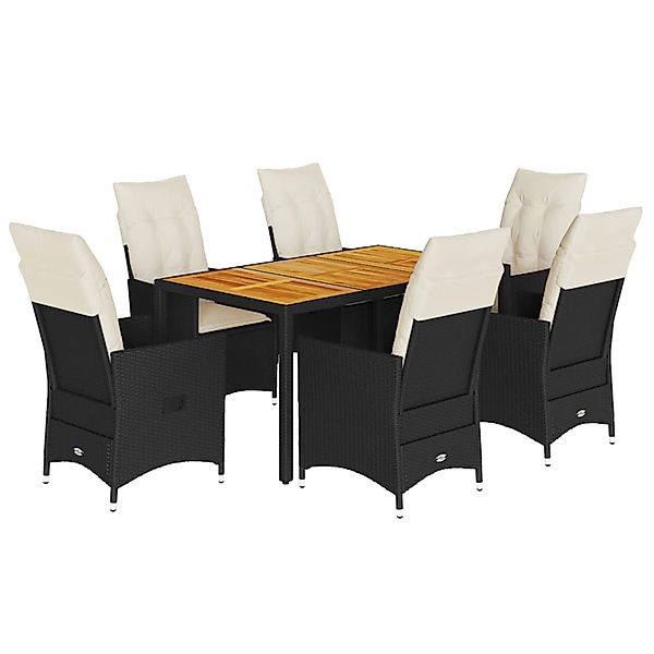vidaXL 7-Tlg Garten-Essgruppe mit Kissen Schwarz Poly Rattan 3276683 günstig online kaufen