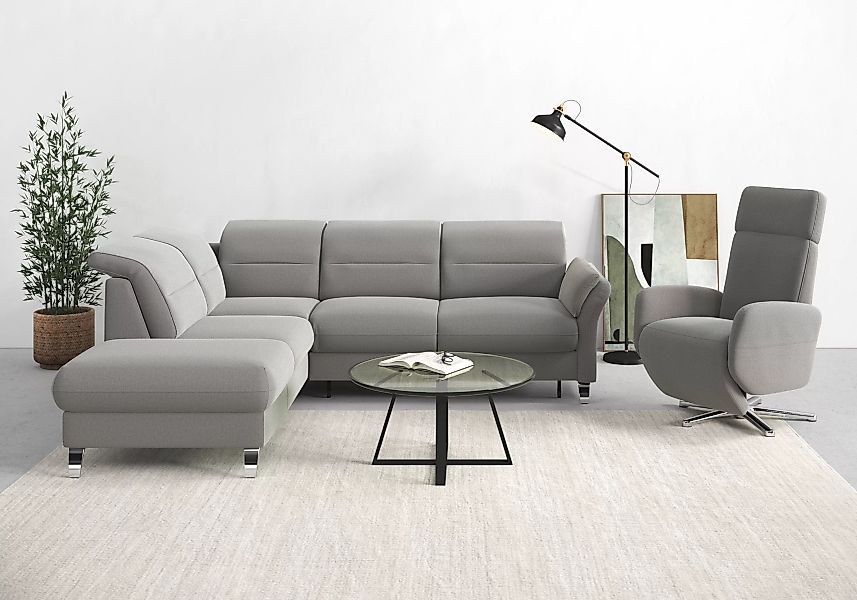 sit&more Ecksofa »Grenoble L-Form mit Federkern«, wahlweise mit Bettfunktio günstig online kaufen