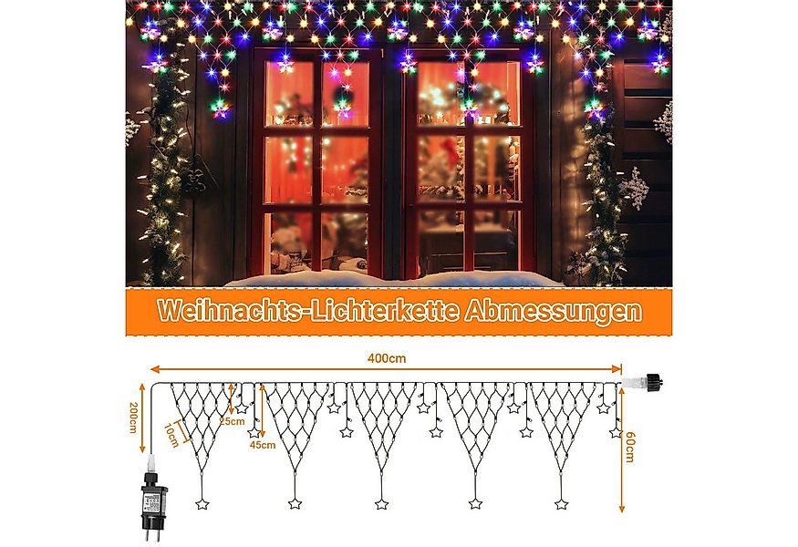 SERBASIC Lichterkette Weihnachten LED Lichterkettenvorhang, 8 Modi, 4/5M, L günstig online kaufen