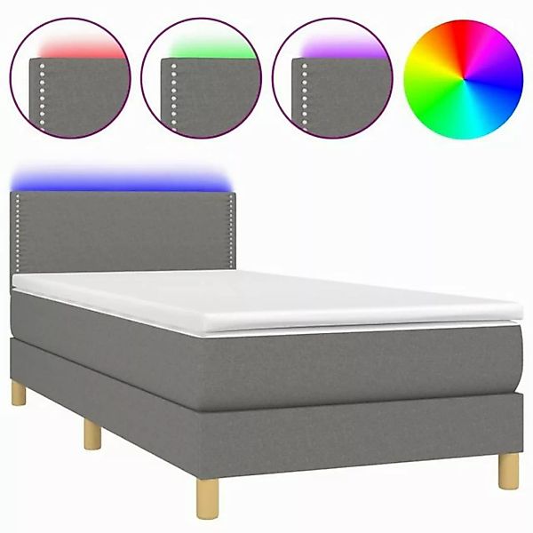 vidaXL Boxspringbett Boxspringbett mit Matratze LED Dunkelgrau 80x200 cm St günstig online kaufen