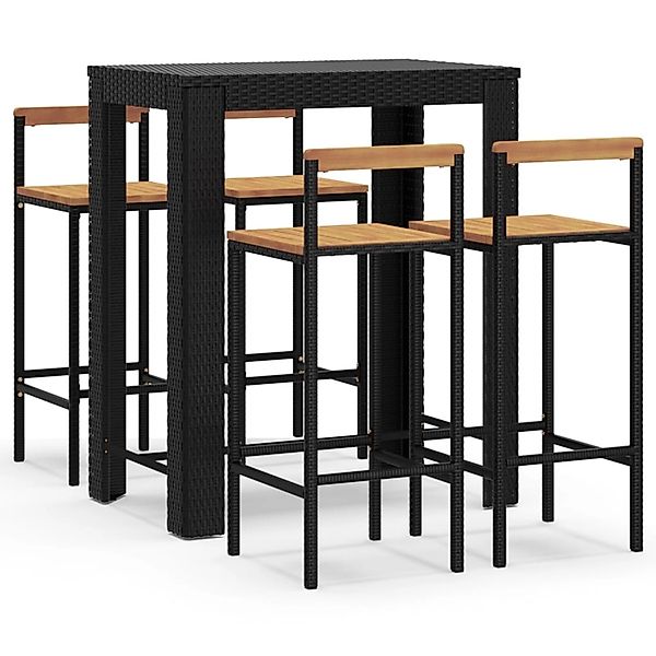 Vidaxl 5-tlg. Gartenbar-set Schwarz Poly Rattan & Massivholz Akazie günstig online kaufen
