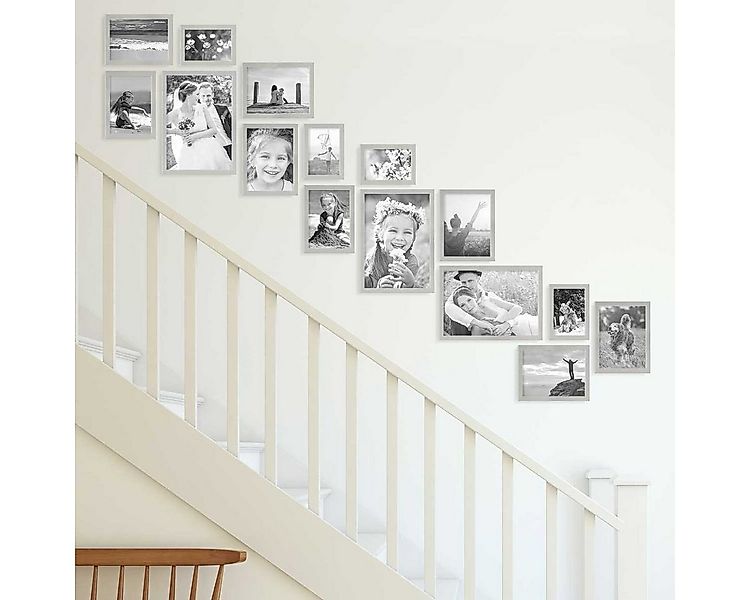 PHOTOLINI Bilderrahmen 15er Set Modern Schmal 10x15 bis 21x30 cm günstig online kaufen