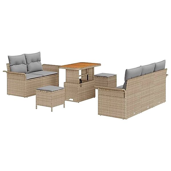 vidaXL Garten-Sofa-Set Höhenverstellbar 8-Tlg Beige Poly Rattan 3362082 günstig online kaufen