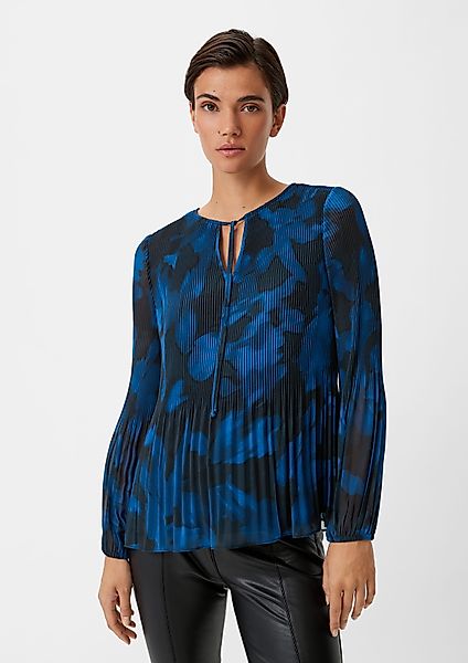 Comma Langarmbluse Chiffonbluse mit Plisseefalten günstig online kaufen