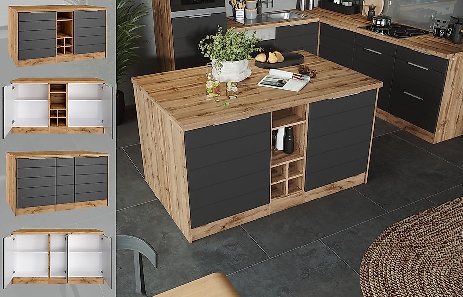 KOCHSTATION Kücheninsel »KS-Luhe, Breite 153 cm, mit Flaschenregal«, MDF-Fr günstig online kaufen