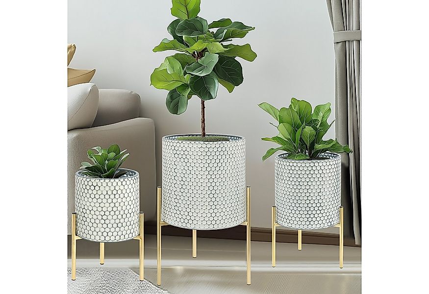 G-LEAF Blumentopf Moderne Pflanzgefäße aus Metall mit einzigartigem Rautenm günstig online kaufen