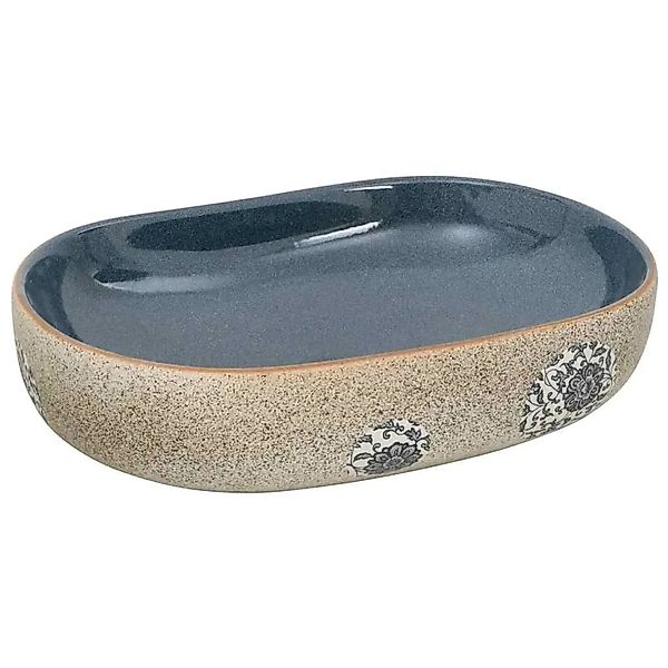 vidaXL Aufsatzwaschbecken Sandfarben Blau Oval 59x40x14 cm Keramik 155103 günstig online kaufen