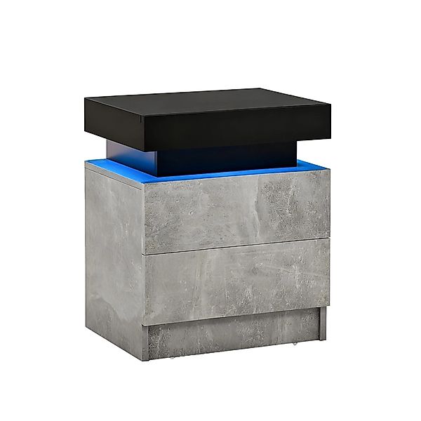 Costway Nachttisch LED mit 2 Schubladen 45 x 35 x 52cm Grau günstig online kaufen