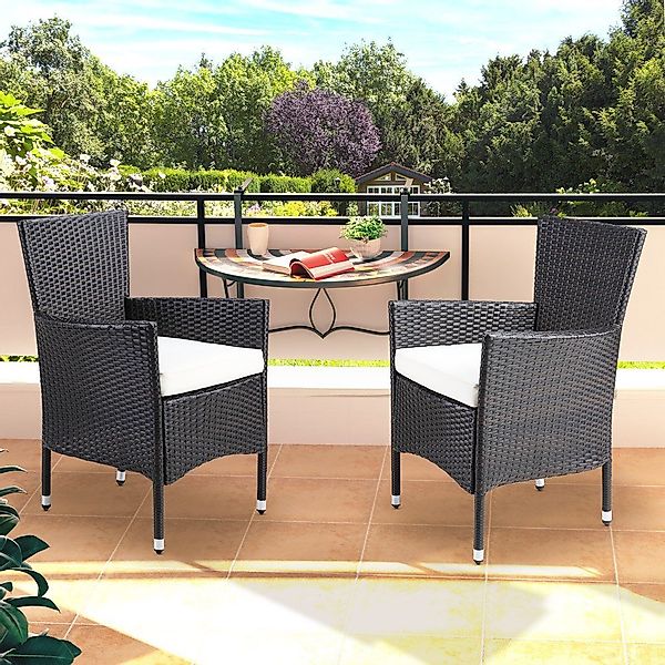 Casaria Gartenstuhl, Polyrattan 4er Set Stapelbar günstig online kaufen