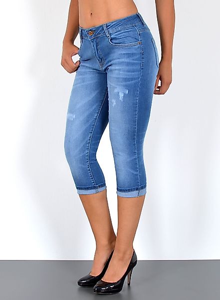 ESRA Caprijeans Damen Jeans Capri Hose High Waist Jeans Damen mit hoher Lei günstig online kaufen