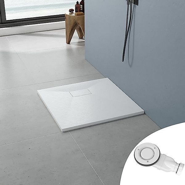 AQUALAVOS Duschwanne Duschwanne mit Ablaufgarnitur Schieferoptik günstig online kaufen