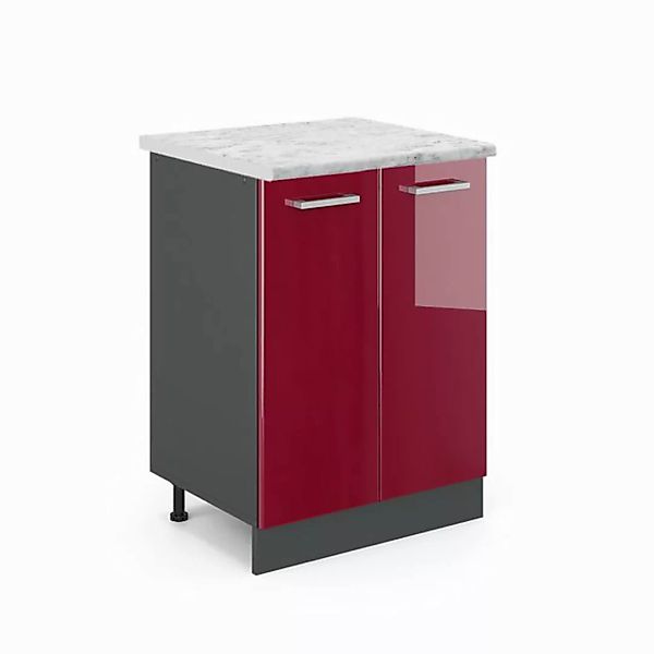 Vicco Unterschrank R-Line, Bordeaux Hochglanz/Anthrazit, 60 cm AP Marmor günstig online kaufen