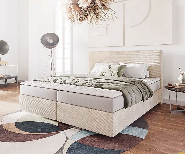 DELIFE Boxspringbett Dream-Well, Cord Beige 180x200 günstig online kaufen