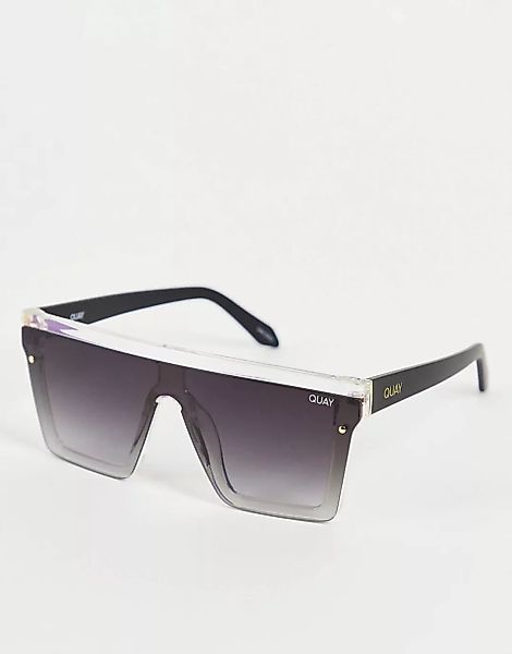 Quay – Hindsight – Damensonnenbrille mit flachem Brauensteg in Schwarz günstig online kaufen