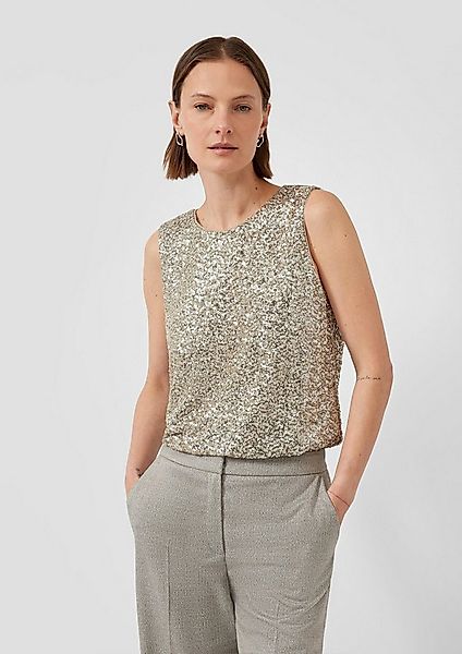s.Oliver Blusentop Bluse Ärmelloses Blusentop mit Pailletten und Rundhalsau günstig online kaufen