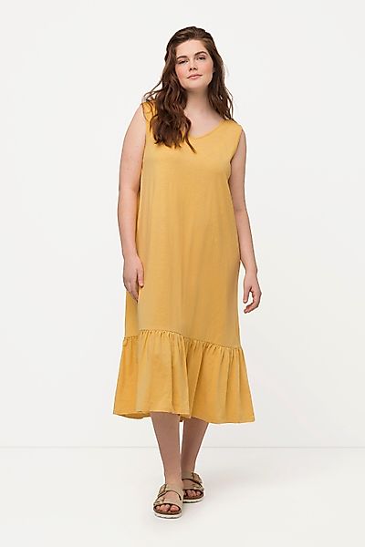 Ulla Popken Maxikleid Midikleid Volant V-Ausschnitt günstig online kaufen