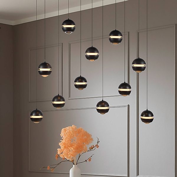 SCHÖNER WOHNEN LED-Hängelampe Lini schwarz 11-fl. lang 3000K günstig online kaufen