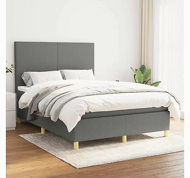 vidaXL Boxspringbett Boxspringbett mit Matratze Schwarz 140x200 cm Stoff Be günstig online kaufen