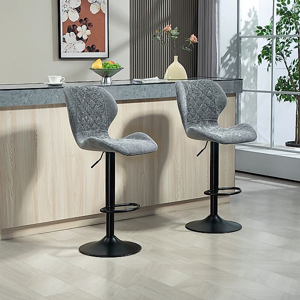 HOMCOM Barhocker 2er-Set, Gepolstert Barstuhl mit Lehne, Chenille-Optik, St günstig online kaufen