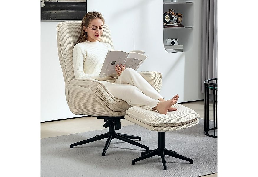 HOMCOM Relaxsessel mit Hocker 360°Drehbarer Fernsehsessel mit Liegefunktion günstig online kaufen