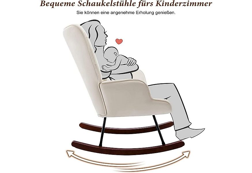 HomeMiYN Schaukelstuhl Schaukelstuhl Wohnzimmer Samt mit Metallgestell Holz günstig online kaufen