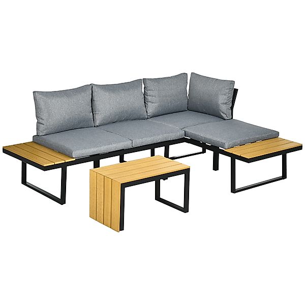 Outsunny Gartenmöbel-Set für 3 Personen Balkonmöbel mit Sitzkissen, Alumini günstig online kaufen