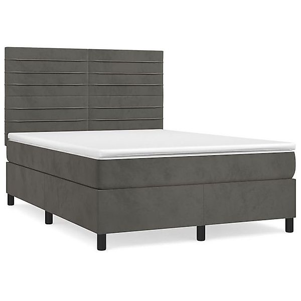 vidaXL Boxspringbett Boxspringbett mit Matratze Dunkelgrau 140x200 cm Samt günstig online kaufen