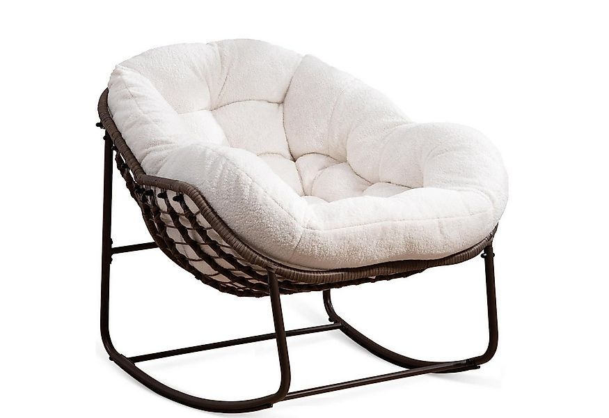 LVHOM Schaukelstuhl mit gepolstertem Kissen, Rattanstuhl mit Stahlrahmen, L günstig online kaufen